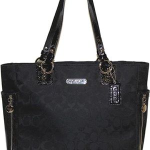 New w/Tag Coach Black Gallery Signature Zip Tote Black 23767 Below $348 Retail